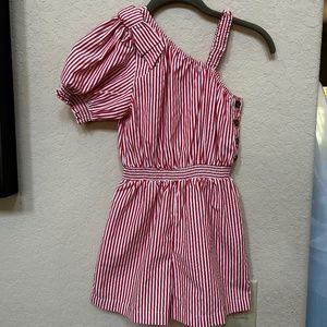 Habitual Kids One Shoulder Romper- Red, Size 10, Like New